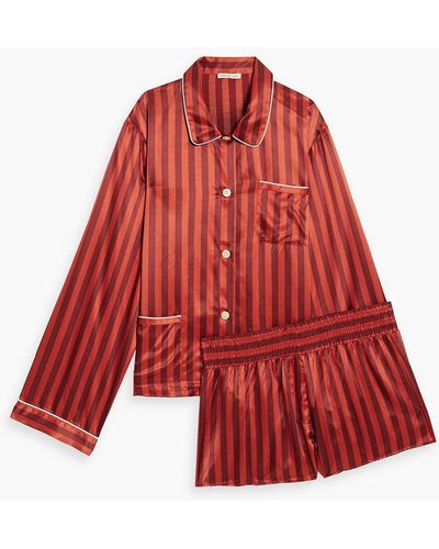 Morgan Lane Ruthie Corey Striped Satin Pajama Set - Red