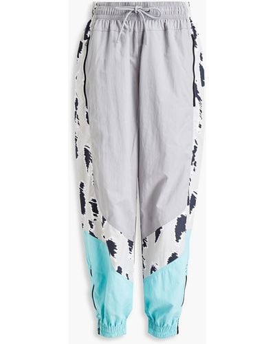 adidas By Stella McCartney Color-block Printed Shell Track Trousers - Grey