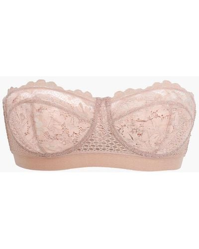 Else Strapless Corded Lace And Stretch-mesh Underwired Bra - Pink