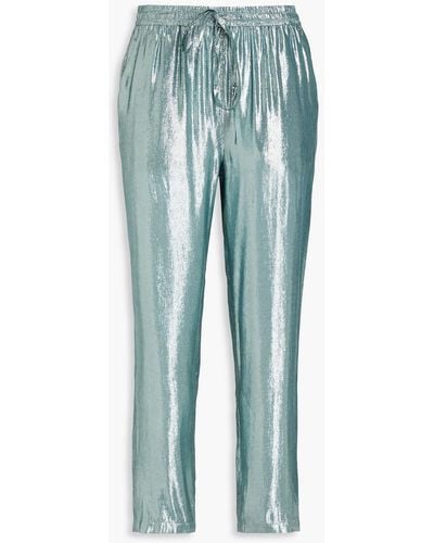 Red(V) Cropped Lamé Tapered Trousers - Green