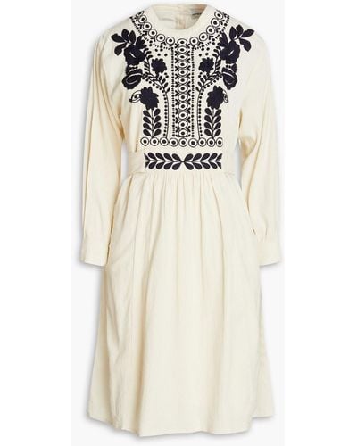 Antik Batik Embroidered Cotton-gauze Dress - Natural