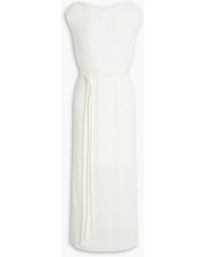 Missoni Belted Ribbed-knit Midi Dress - White