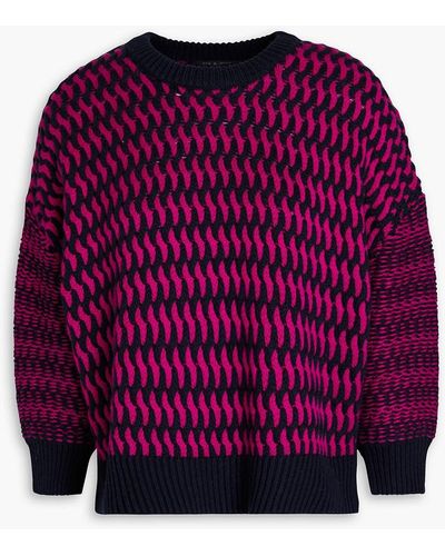 Rag & Bone Quinn Cotton And Cashmere-blend Jacquard-knit Jumper - Purple