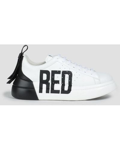 Red(V) Bowalk Logo-print Leather Sneakers - White