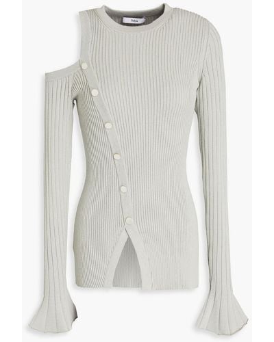 Safiyaa Asymmetric Cutout Ribbed-knit Sweater - White