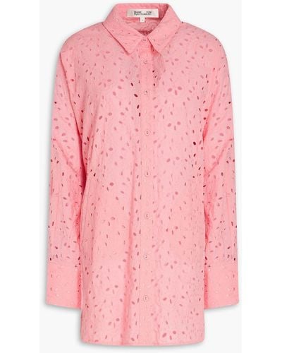 Diane von Furstenberg Caleb Broderie Anglaise Cotton Shirt - Pink