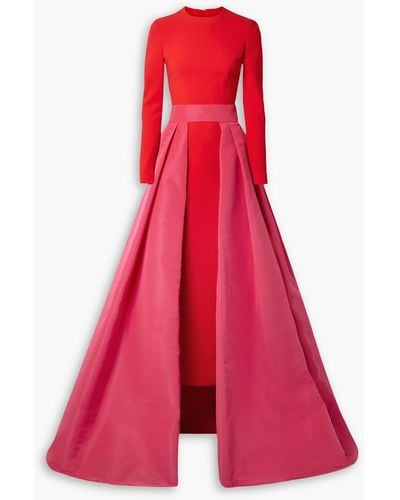 Carolina Herrera Convertible Color-block Silk-faille Gown - Red