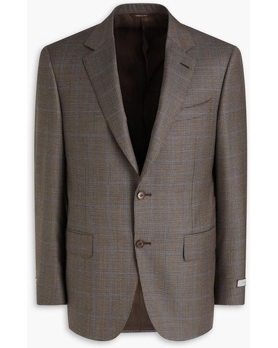 Canali Checked Wool Blazer - Brown