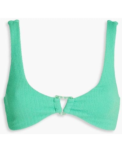Jonathan Simkhai Astrid Embellished Ribbed Cloqué Bikini Top - Green
