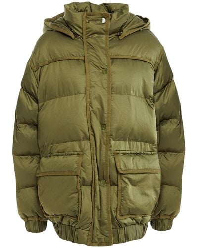 Sandro Sean Canvas-trimmed Quilted Shell Hooded Jacket - Green