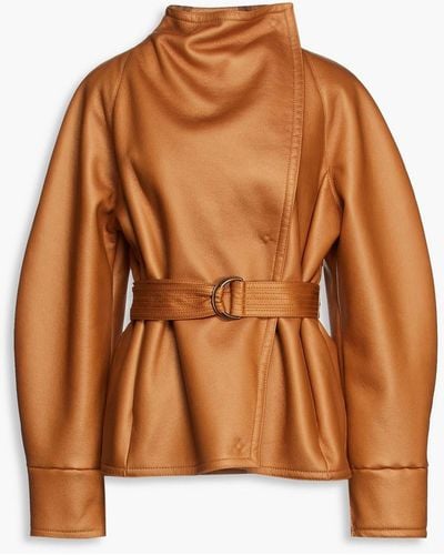 LVIR Belted Faux Leather Jacket - Brown