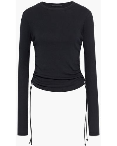 Helmut Lang Ruched Ribbed Cotton-jersey Top - Black