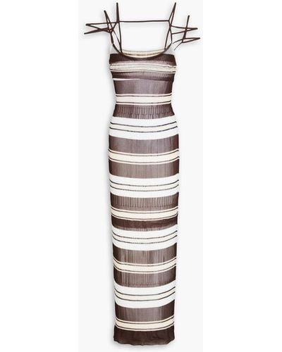 Jacquemus Striped Ribbed-knit Maxi Dress - White