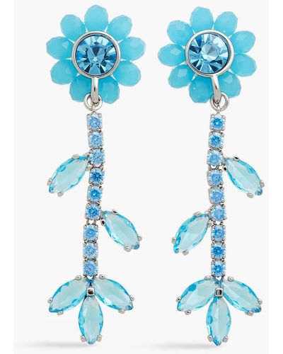 Shrimps Silver-tone, Crystal And Stone Earrings - Blue