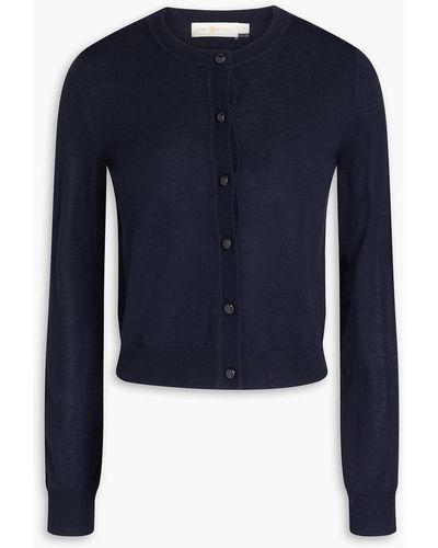 Tory Burch ribbed-knit button-up cardigan - Blue