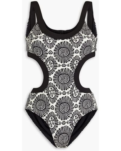 Solid & Striped The Sarah Cutout Printed Swimsuit - Black