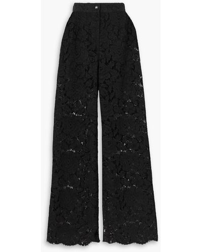 Dolce & Gabbana Hose mit geradem bein aus stretch-spitze mit wellenkante - Schwarz