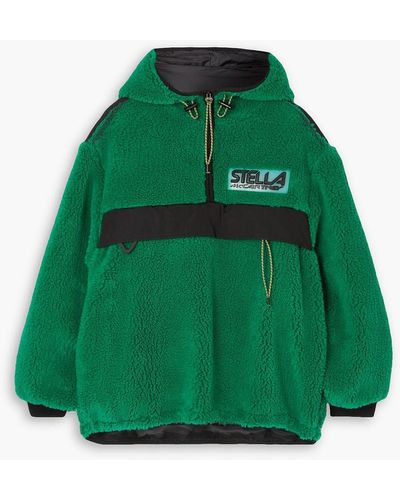 Stella McCartney Marlee Shell-paneled Fleece Hooded Half-zip Jacket - Green