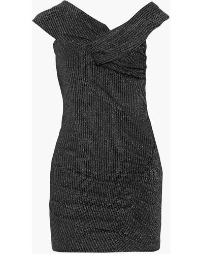 IRO Club Asymmetric Ruched Metallic Jersey Mini Dress - Black