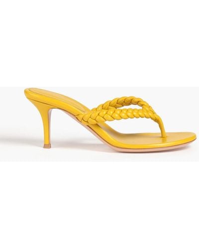 Gianvito Rossi Tropea Braided Leather Sandals - Yellow