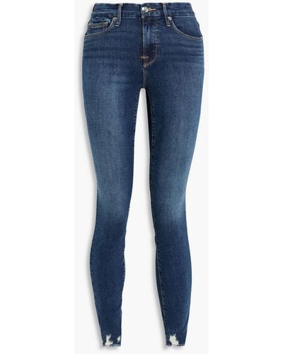 GOOD AMERICAN Good legs hoch sitzende skinny jeans in ausgewaschener optik - Blau