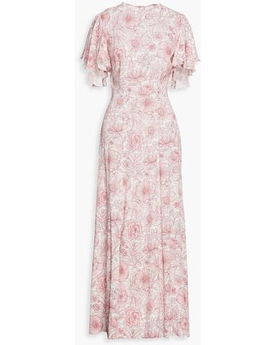 The Vampire's Wife Floral-print Crepe Maxi Dress - Pink