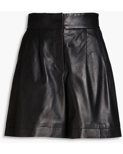 Alberta Ferretti Pleated Leather Shorts - Black