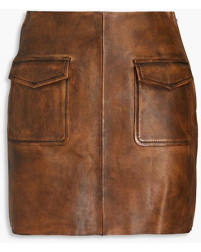 Sandro Leather Mini Skirt - Brown