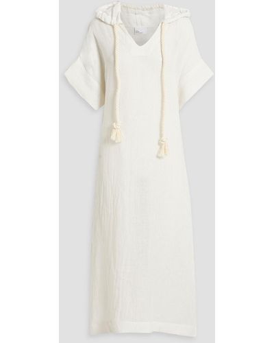 Lisa Marie Fernandez Glittered Cotton And Linen-blend Gauze Hooded Kaftan - White