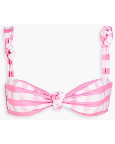 Jacquemus Le Haut Vichy Knotted Gingham Bikini Top - Pink