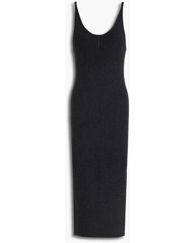 Le Ore Mélange Ribbed-knit Midi Dress - Black
