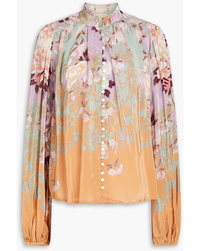 byTiMo Floral-print Crepe De Chine Blouse - Orange