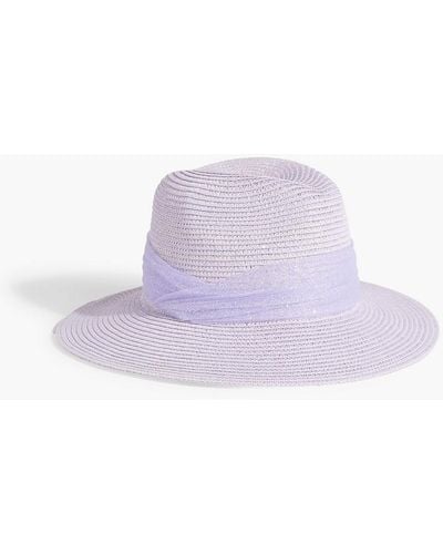 Eugenia Kim Courtney Glittered Tulle-trimmed Faux Straw Fedora - Purple