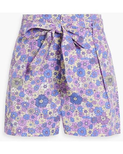 Antik Batik Floral-print Cotton-poplin Shorts - Purple