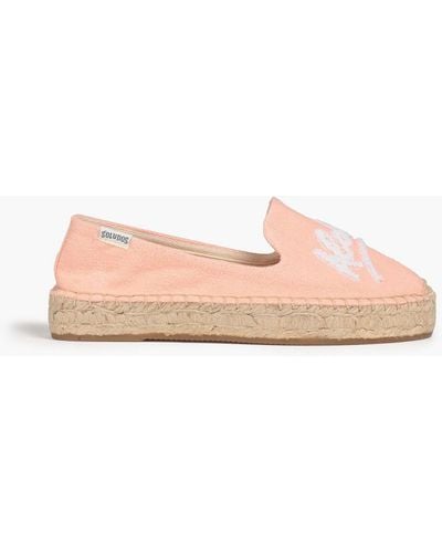 Soludos Embroidered Canvas Espadrilles - Pink