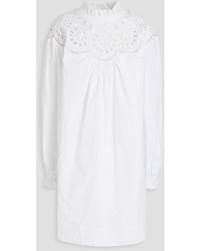 Claudie Pierlot Rosana minikleid aus baumwolle mit einsätzen aus lochstickerei - Weiß