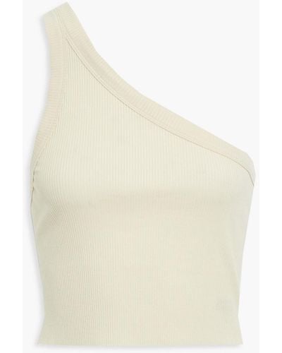 WSLY The Rivington One-shoulder Ribbed -blend Jersey Tank - White