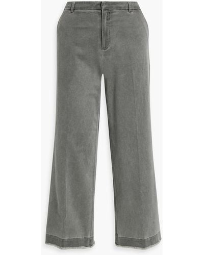 ATM Cropped Cotton-blend Twill Wide-leg Pants - Gray