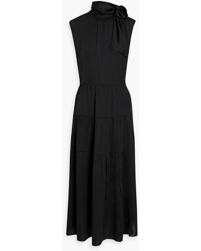 Theory Tiered Crinkled-satin Maxi Dress - Black