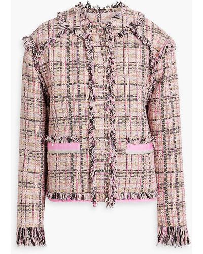 MSGM Frayed Cotton-blend Tweed Jacket - Pink