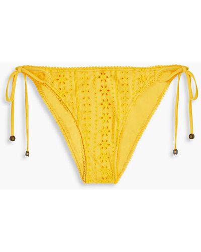 Tigerlily Calia Miranda Broderie Anglaise Mid-rise Bikini Briefs - Yellow