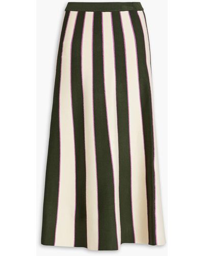Victoria Beckham Striped Knitted Midi Skirt - Green