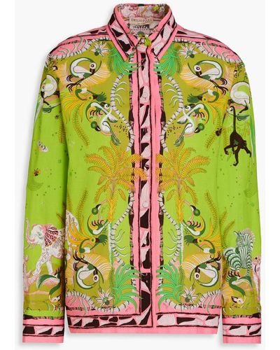 Emilio Pucci Printed Cotton-mousseline Shirt - Green