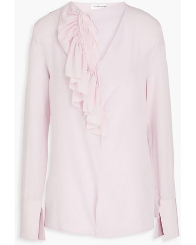 Victoria Beckham Ruffled Silk Crepe De Chine Blouse - Pink