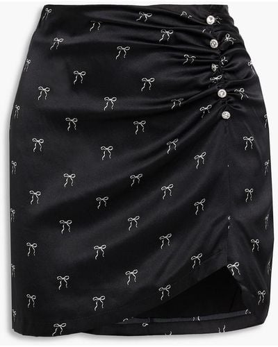 Cami NYC Aliah Crystal-embellished Printed Stretch-silk Mini Skirt - Black