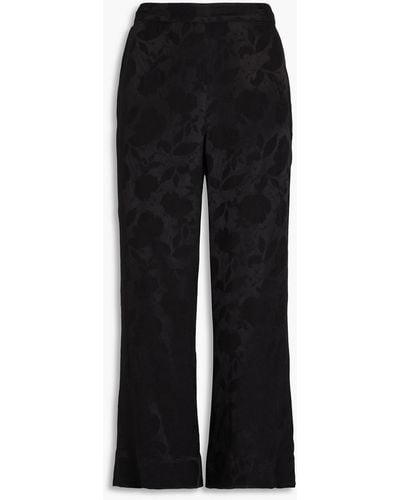 The Vampire's Wife Cropped Satin-jacquard Flared Trousers - Black