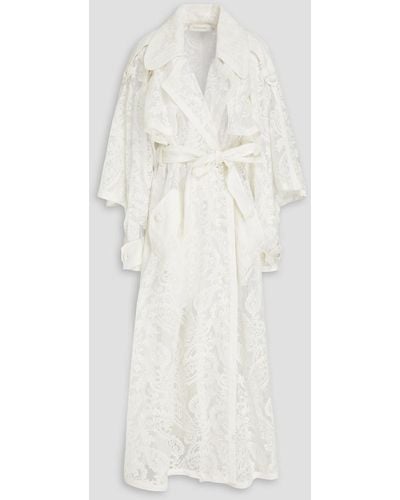 Zimmermann Double-breasted Corded Lace Cotton-blend Trench Coat - White