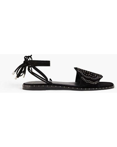 Maje Studded Suede Sandals - Black