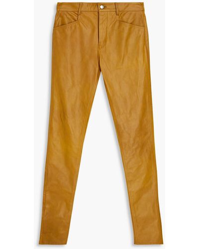 Rick Owens Leather Slim-leg Pants - Orange