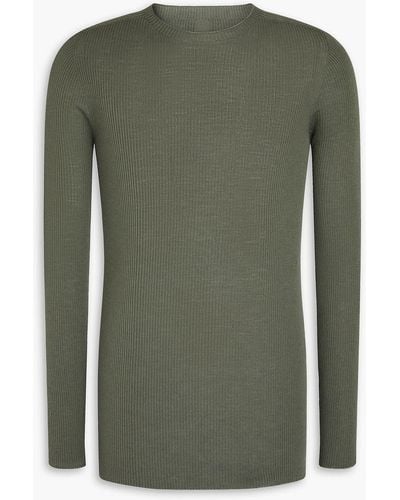 Rick Owens Slim-fit Ribbed Wool Sweater - Green